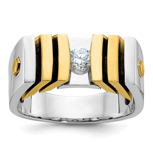 14k Two-tone Gold Men's 1/3 carat Diamond Complete Ring