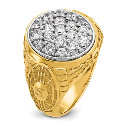 14k Two-tone Gold Men's 1.5 carat Diamond Cluster Complete Ring