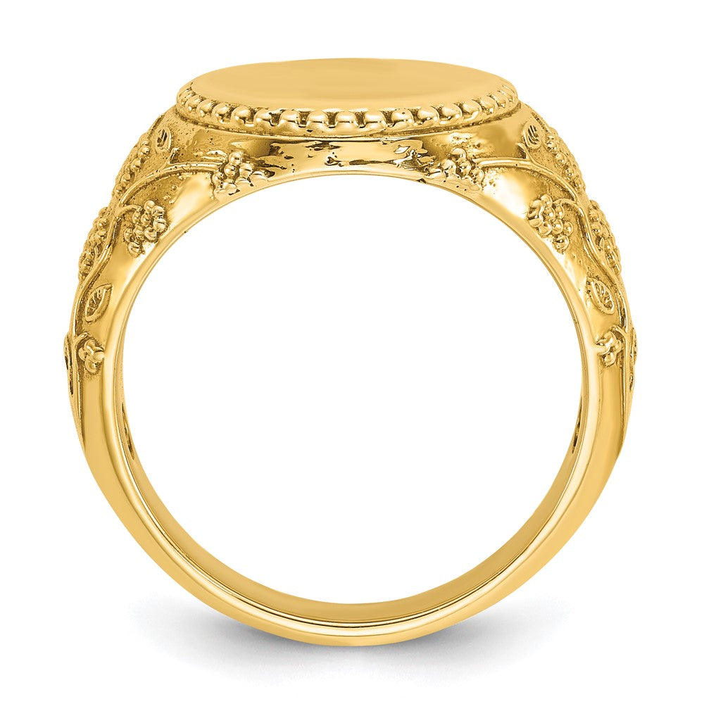 14k Yellow Gold 12.5x12.5mm Men's Round Signet Ring