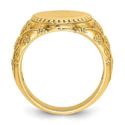 14k Yellow Gold 12.5x12.5mm Men's Round Signet Ring