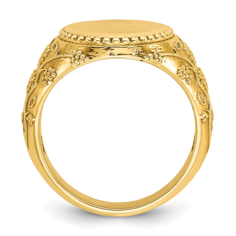 14k Yellow Gold 12.5x12.5mm Men's Round Signet Ring