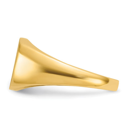 14k Yellow Gold 12x12mm Men's Satin Top Cushion Signet Ring