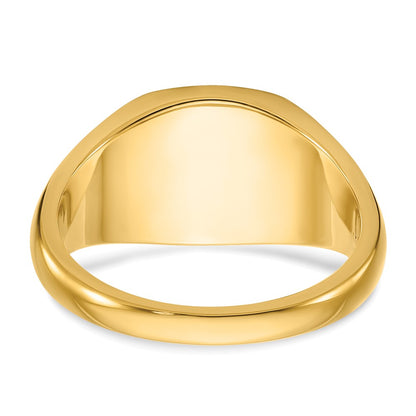 14k Yellow Gold 12x12mm Men's Satin Top Cushion Signet Ring