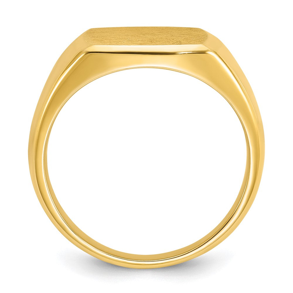 14k Yellow Gold 14x14mm Men's Cushion Signet Ring