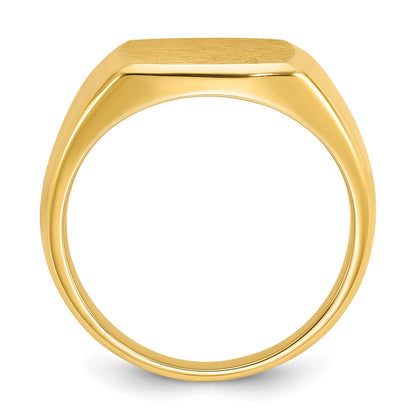 14k Yellow Gold 14x14mm Men's Cushion Signet Ring