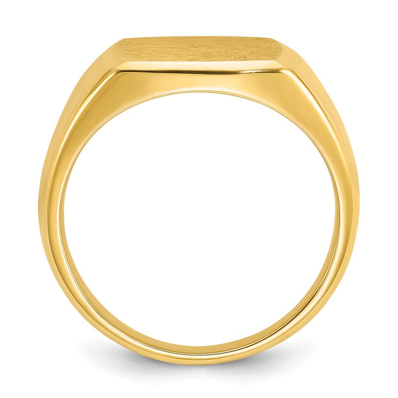 14k Yellow Gold 14x14mm Men's Cushion Signet Ring