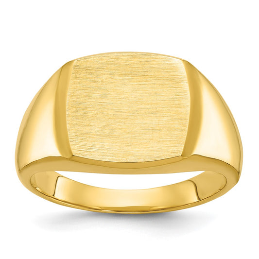 14k Yellow Gold 14x14mm Men's Cushion Signet Ring