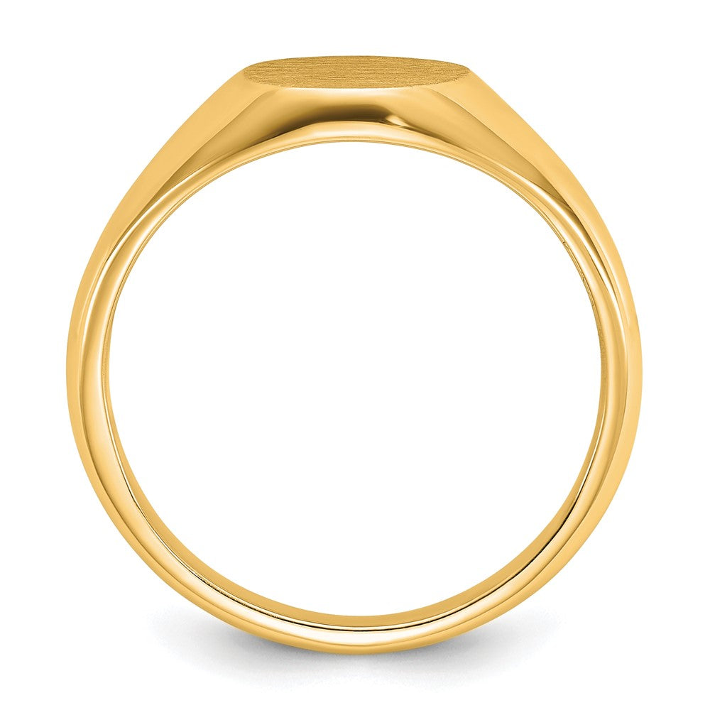 14k Yellow Gold 12x10mm Men's Round Signet Ring
