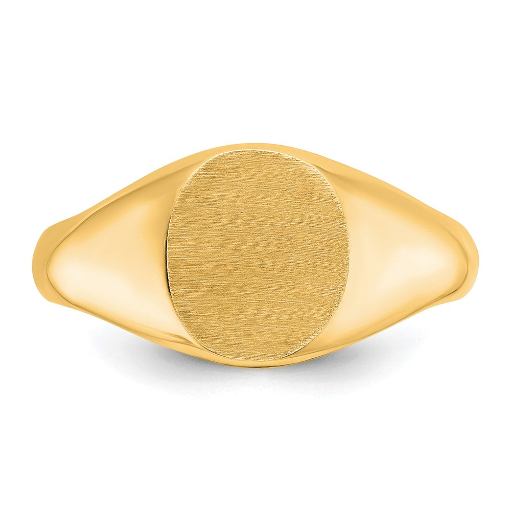 14k Yellow Gold 12x10mm Men's Round Signet Ring