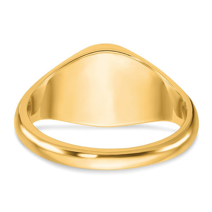 14k Yellow Gold 12x10mm Men's Round Signet Ring