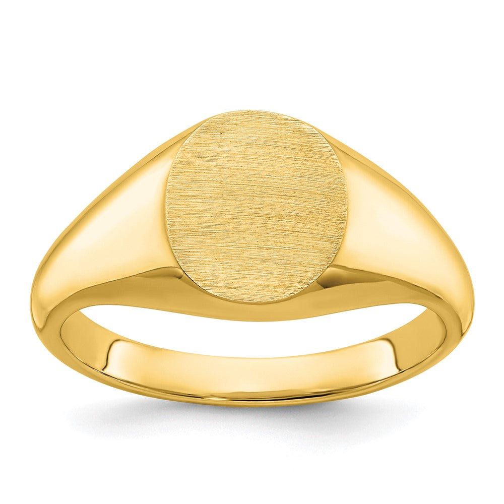 14k Yellow Gold 12x10mm Men's Round Signet Ring
