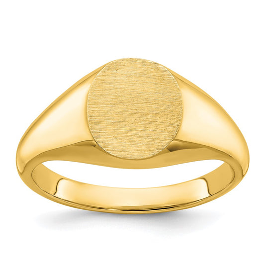 14k Yellow Gold 12x10mm Men's Round Signet Ring