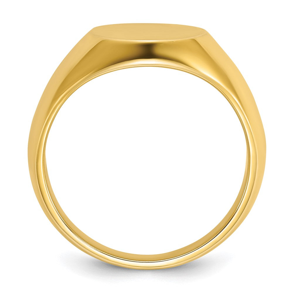 14k Yellow Gold 14x12mm Men's Round Signet Ring