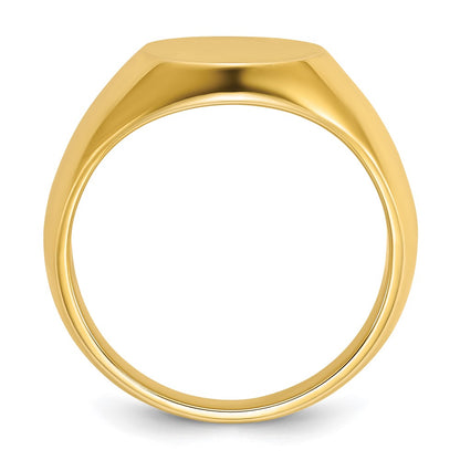 14k Yellow Gold 14x12mm Men's Round Signet Ring