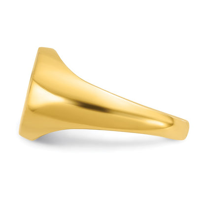 14k Yellow Gold 14x12mm Men's Round Signet Ring