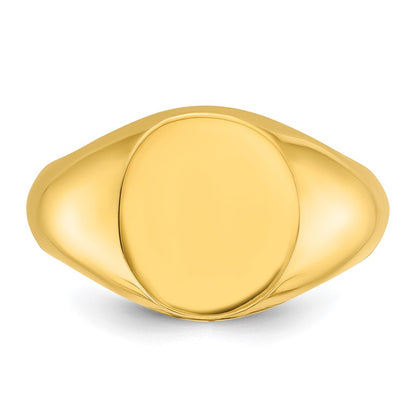 14k Yellow Gold 14x12mm Men's Round Signet Ring
