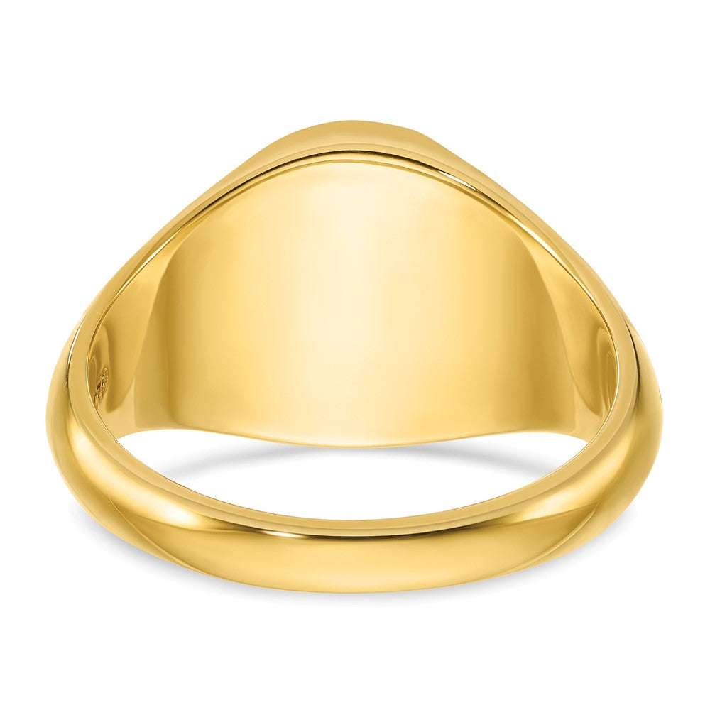 14k Yellow Gold 14x12mm Men's Round Signet Ring