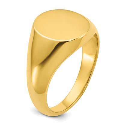 14k Yellow Gold 14x12mm Men's Round Signet Ring