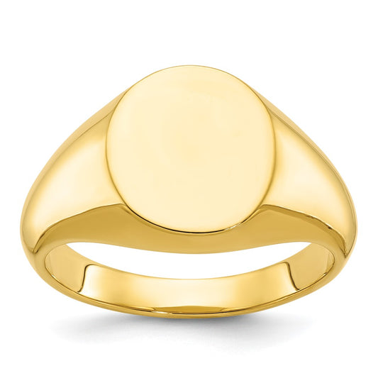 14k Yellow Gold 14x12mm Men's Round Signet Ring