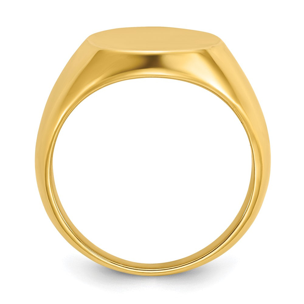 14k Yellow Gold 16x14mm Men's Round Signet Ring