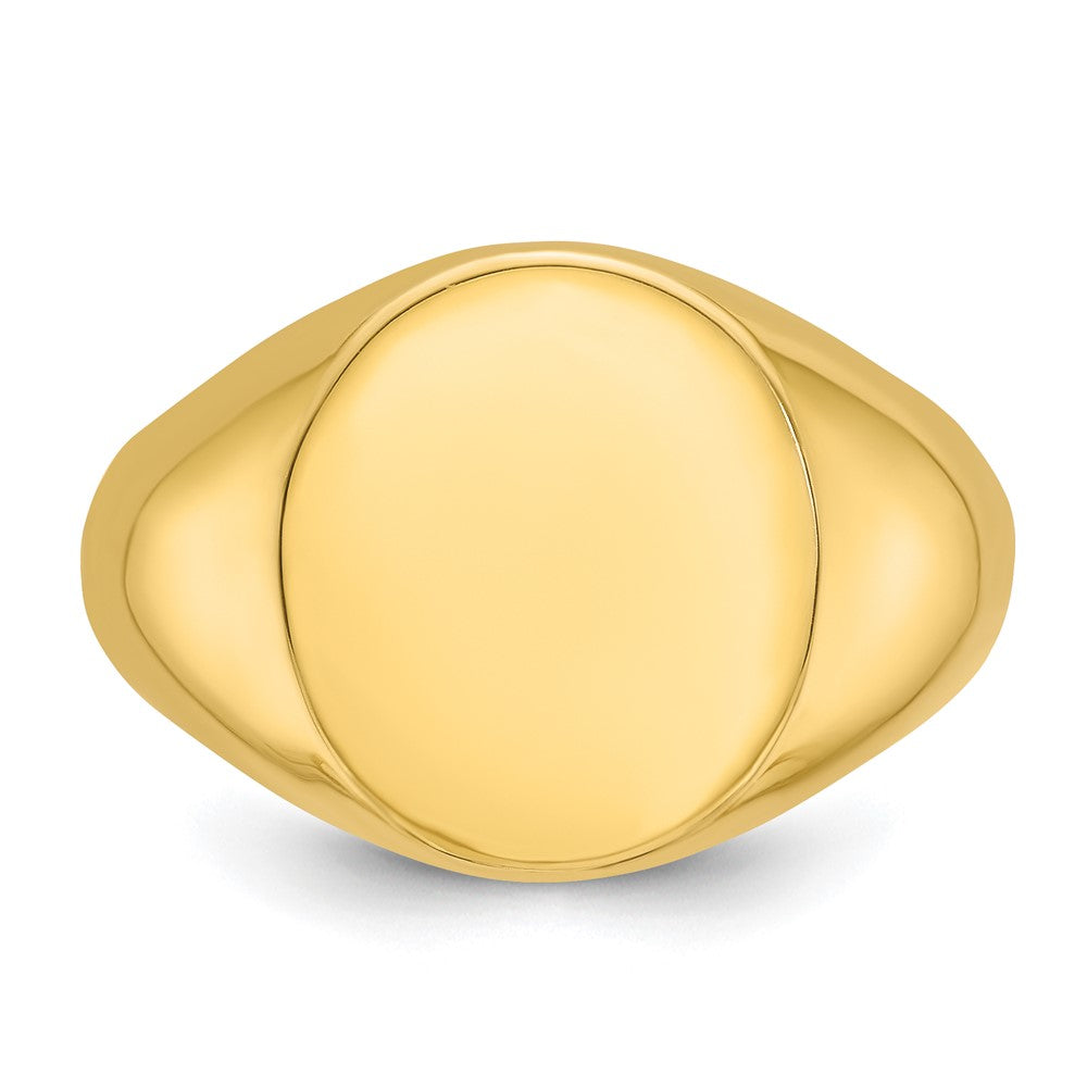 14k Yellow Gold 16x14mm Men's Round Signet Ring