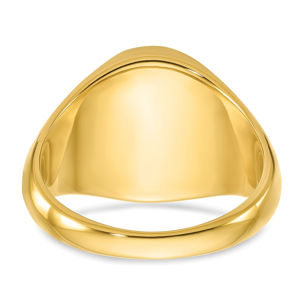 14k Yellow Gold 16x14mm Men's Round Signet Ring