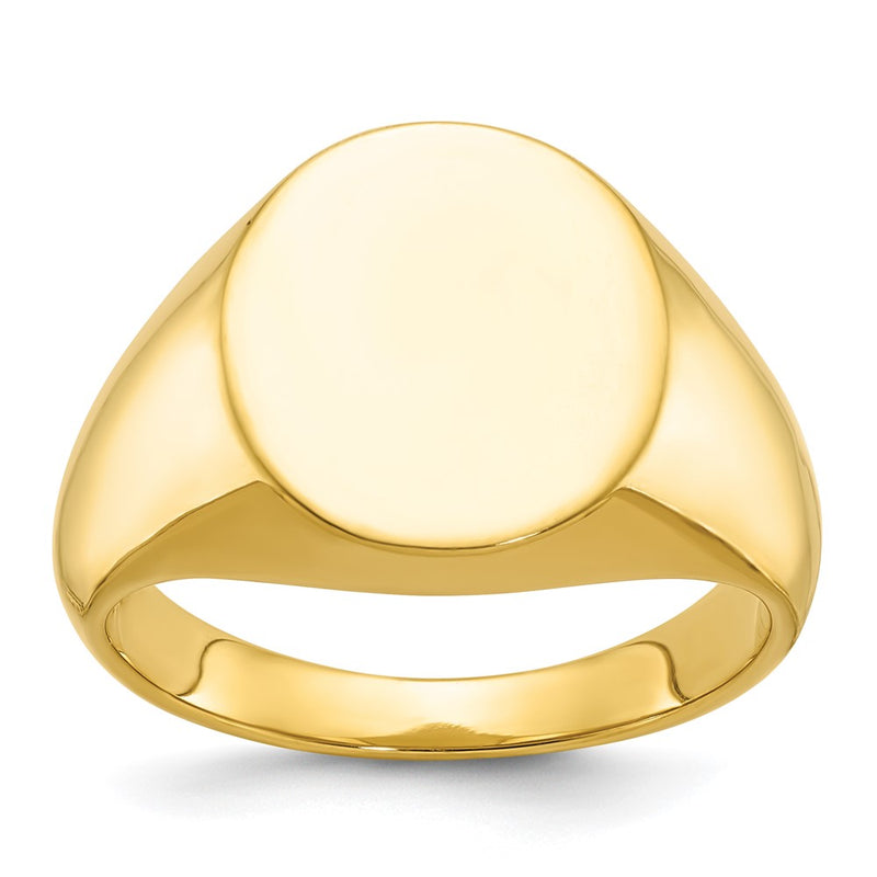 14k Yellow Gold 16x14mm Men's Round Signet Ring