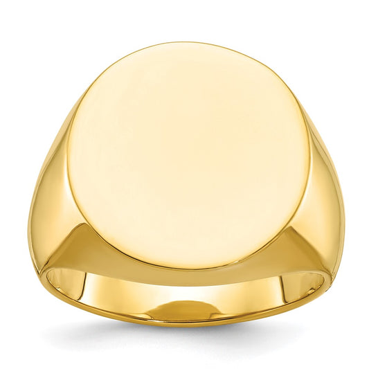 14k Yellow Gold 20x18mm Men's Round Signet Ring