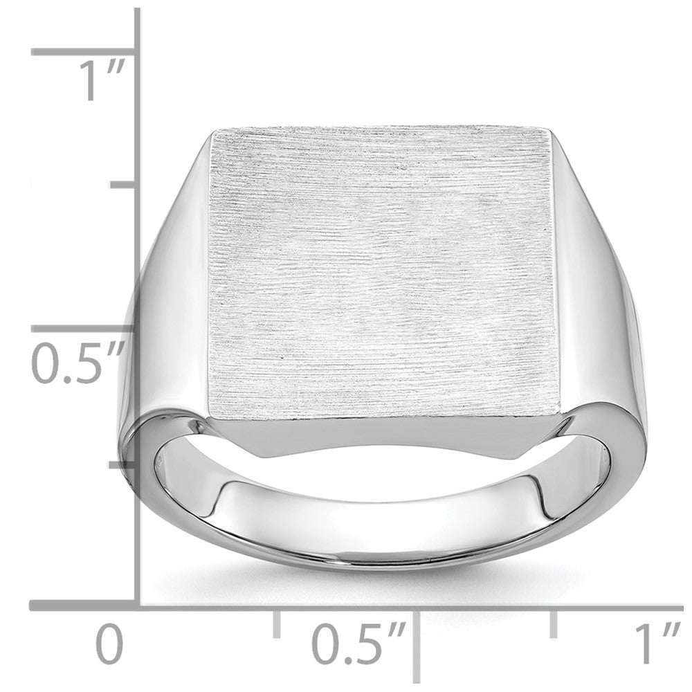 14k White Gold 16x16mm Men's Square Signet Ring