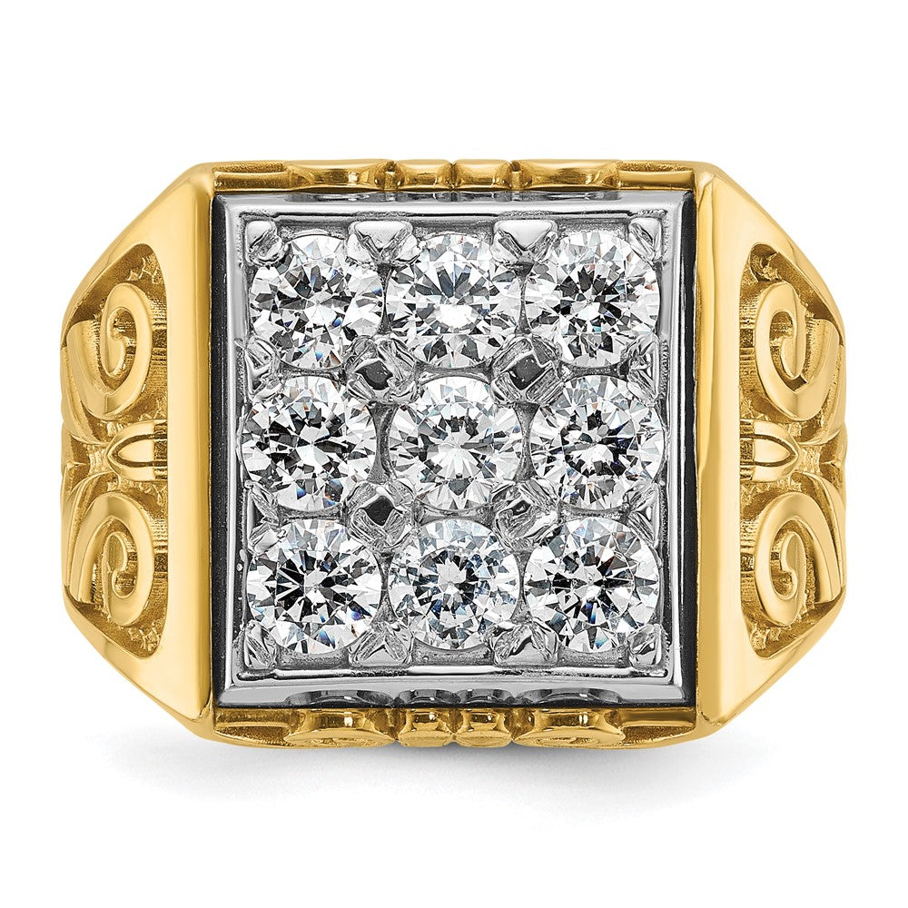 14k Two-tone Gold Men's Scroll Design 2 carat Diamond Complete Ring