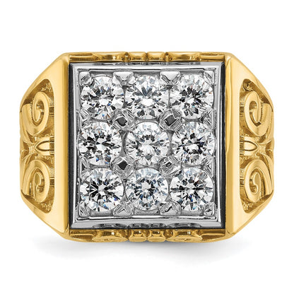 14k Two-tone Gold Men's Scroll Design 2 carat Diamond Complete Ring