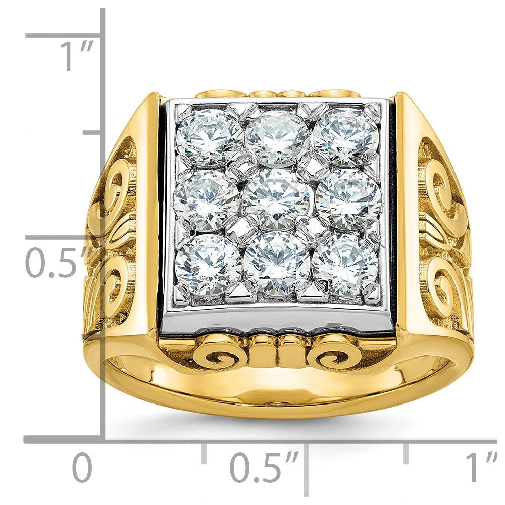 14k Two-tone Gold Men's Scroll Design 2 carat Diamond Complete Ring
