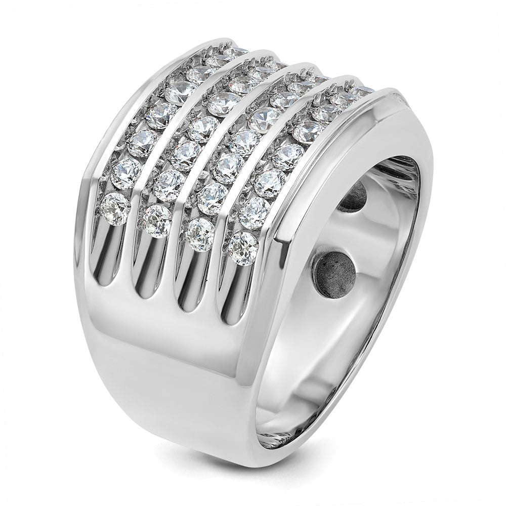 14k White Gold Men's Four-row 1.5 carat Diamond Complete Ring