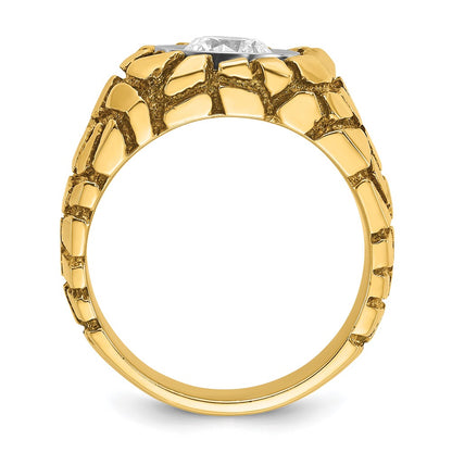 14k Two-tone Gold Men's 1 carat Diamond Nugget Complete Ring