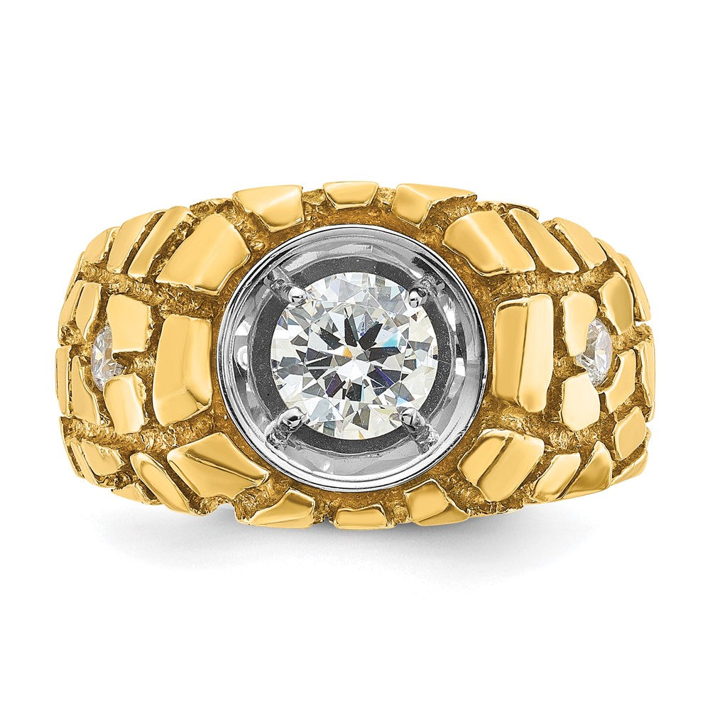 14k Two-tone Gold Men's 1 carat Diamond Nugget Complete Ring