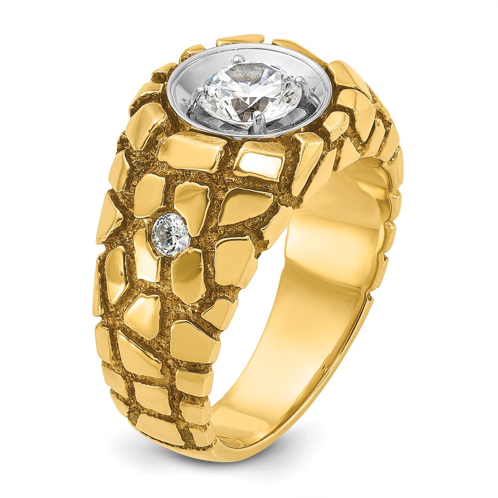 14k Two-tone Gold Men's 1 carat Diamond Nugget Complete Ring