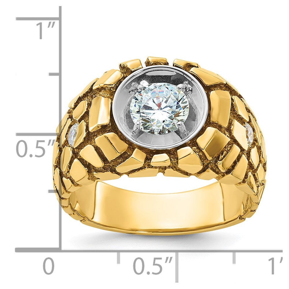 14k Two-tone Gold Men's 1 carat Diamond Nugget Complete Ring