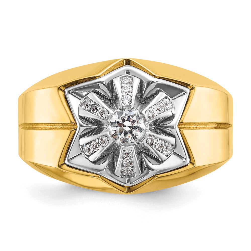 14k Two-tone Gold Men's 3/8 carat Diamond Complete Ring