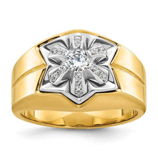 14k Two-tone Gold Men's 3/8 carat Diamond Complete Ring
