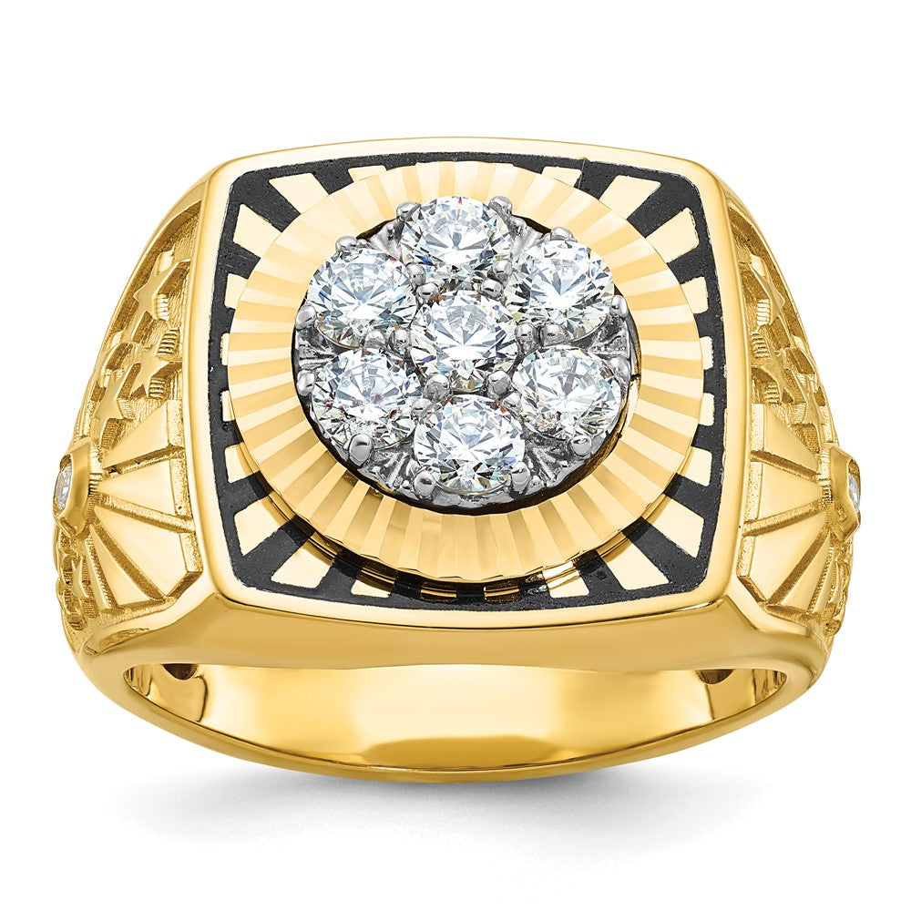 14k Two-tone Gold Men's Enameled 1 carat Diamond Complete Ring