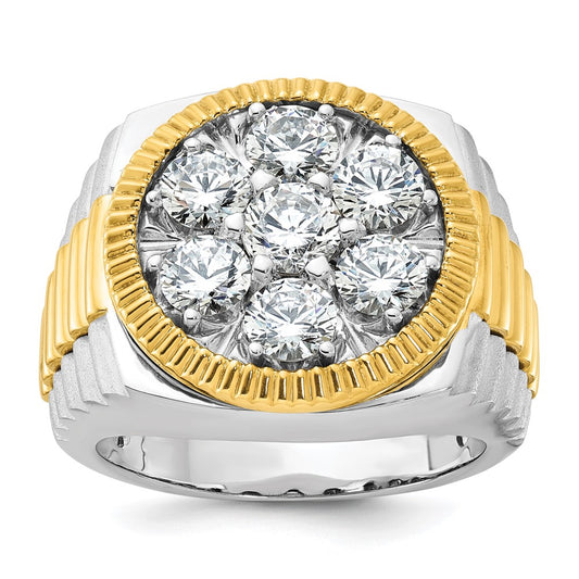 14k Two-tone Gold Men's 3 carat Diamond Complete Ring