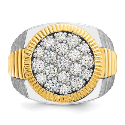 14k Two-tone Gold Men's Polished and Satin 2.1 carat Diamond Complete Ring