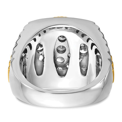 14k Two-tone Gold Men's Polished and Satin 2.1 carat Diamond Complete Ring