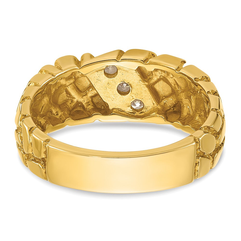 14k Yellow Gold Men's 1/4 carat Diamond Nugget Complete Ring