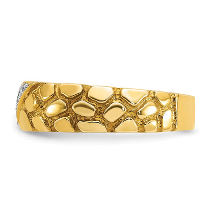 14k Yellow Gold Men's 1/15 carat Diamond Nugget Complete Ring