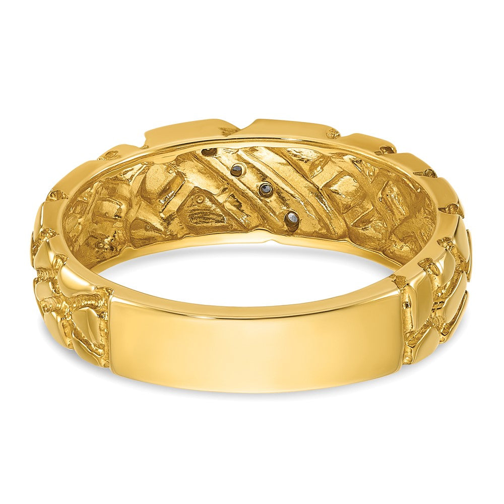 14k Yellow Gold Men's 1/15 carat Diamond Nugget Complete Ring