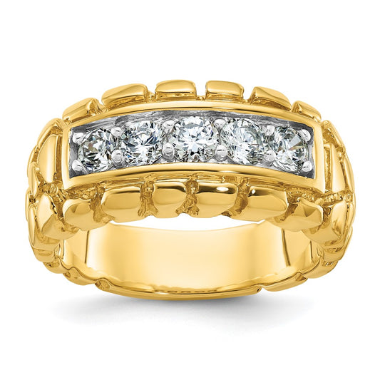 14k Yellow Gold Men's 1 carat Diamond Nugget Complete Ring