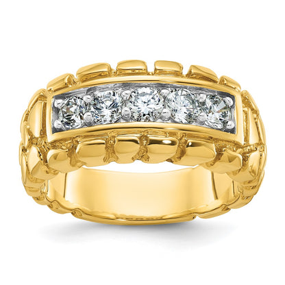 14k Yellow Gold Men's 1 carat Diamond Nugget Complete Ring
