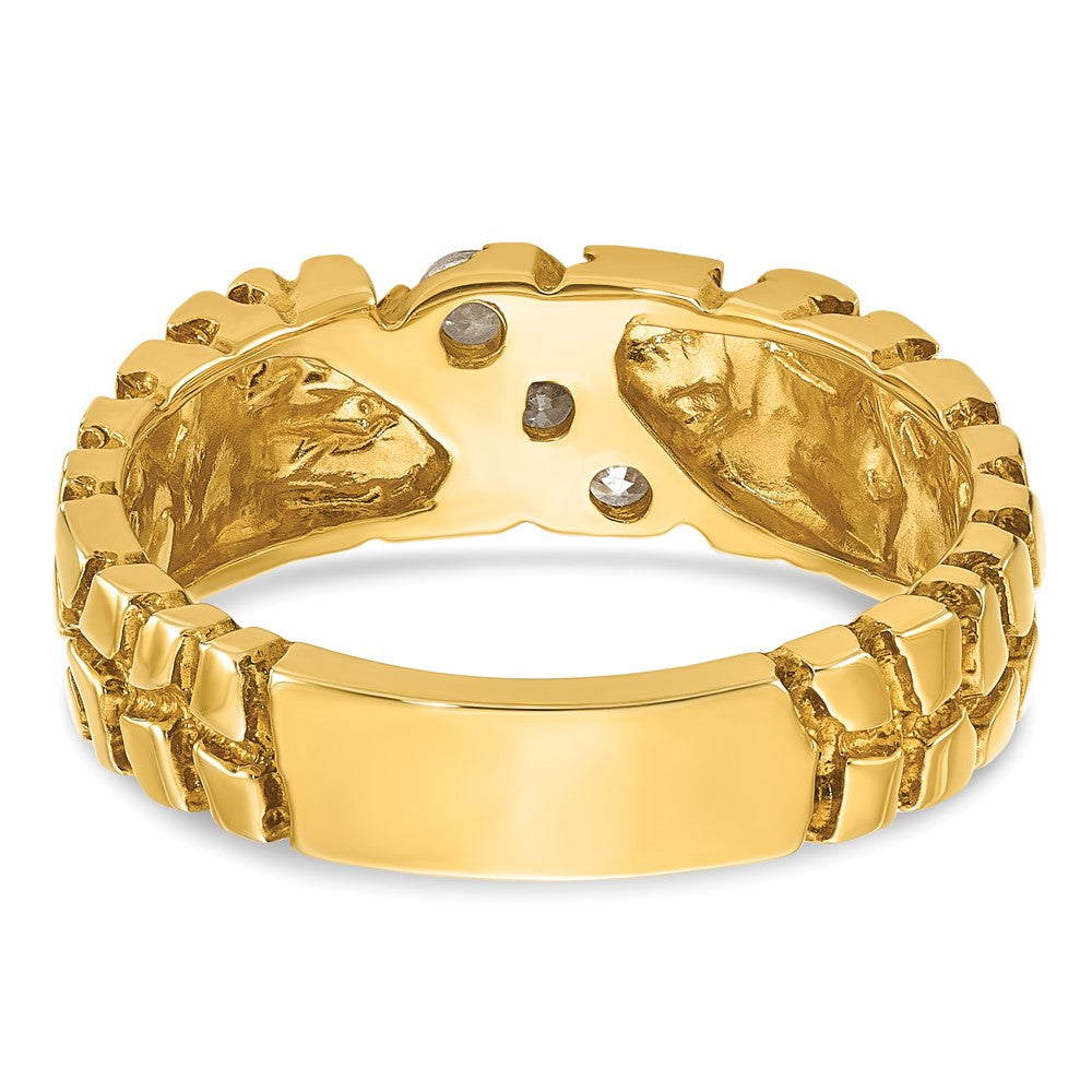 14k Yellow Gold Men's 1/4 carat Diamond Nugget Complete Ring