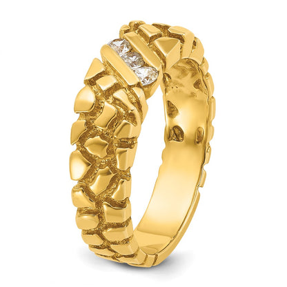14k Yellow Gold Men's 1/4 carat Diamond Nugget Complete Ring